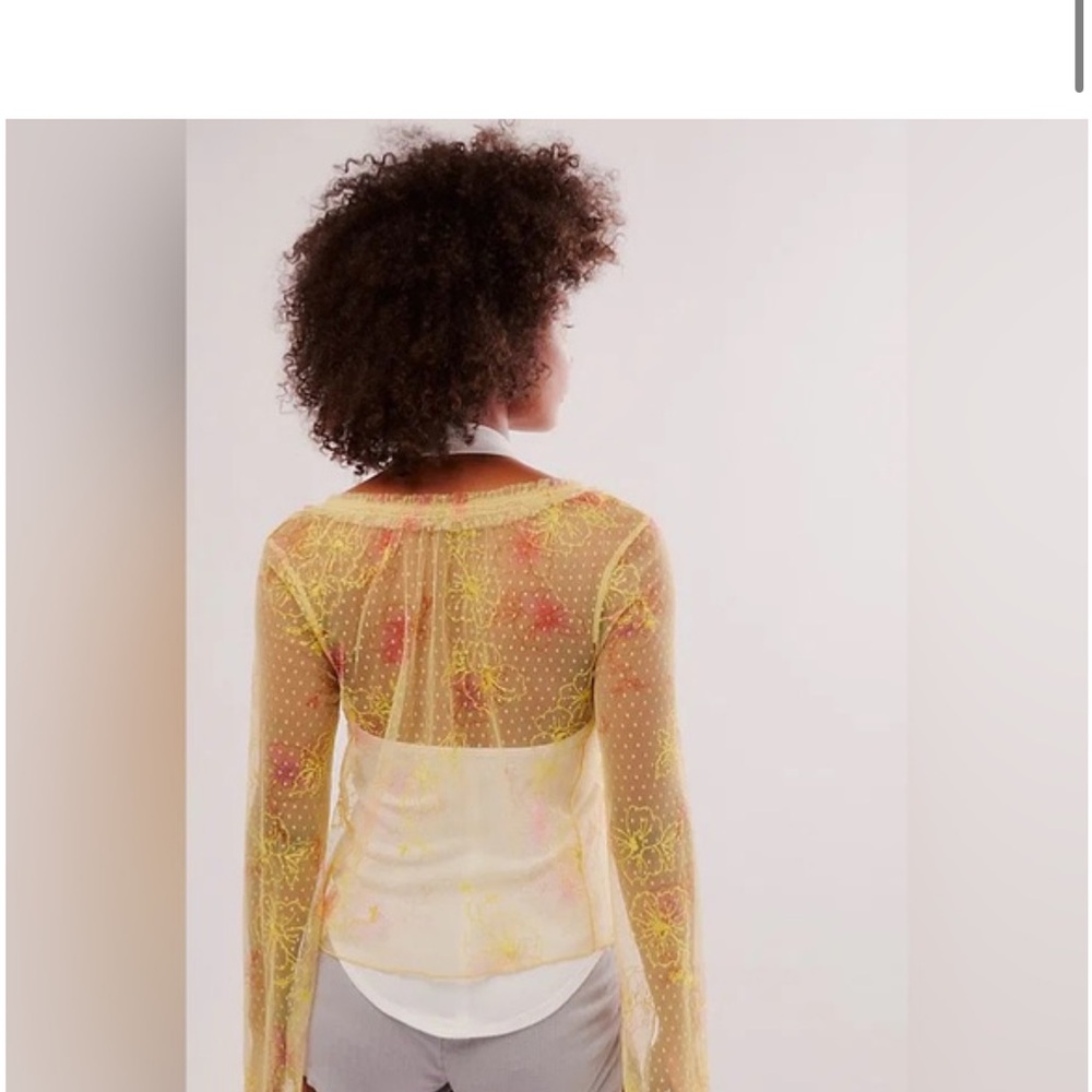Free People Intimately Postcards from Paris Mesh Embroidered Top Blouse NWOT - Picture 5 of 13